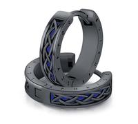 Orecchini Nodo celtico, Orecchini vichinghi in argento sterling 925 e Orecchini a cerchio neri, Gioielli Rune Nordiche Regali per uomo e donna