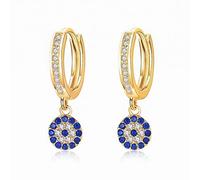 Orecchini occhio portafortuna zircone blu argento 925 nozze stile(Gold Color)