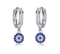 Orecchini occhio portafortuna zircone blu argento 925 nozze stile(White Gold Color)
