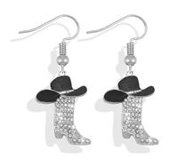 Orecchini occidentali da donna in argento con strass, orecchini da cowboy, abbigliamento da concerto, accessori pendenti per donne, Metallo