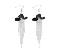 Orecchini occidentali da donna in argento con strass, orecchini da cowboy, abbigliamento da concerto, accessori pendenti per donne, Metallo
