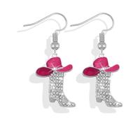 Orecchini occidentali da donna in argento con strass, orecchini da cowboy, abbigliamento da concerto, accessori pendenti per donne, Metallo