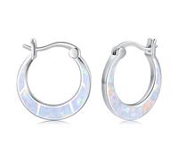 Orecchini opale in argento sterling 925 - bianco/rosso profondo/blu/arancione/verde/rosa ipoallergenico Huggie gioielli regali per donne ragazze compleanno, 17*17mm, Argento, Nessuna pietra preziosa