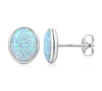 Orecchini Opale Orecchini a bottone in Argento Sterling 925 Opale Oval Bianco Gioielli Ipoallergenici per Donna 6 mm