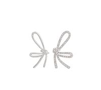 Orecchini Orecchini A Bottone con Fiocco in Argento Sterling 925 Adatti for Il Compleanno delle Amiche E Regalo di San Valentino 1,8x3,5 Cm/0,7x1,3 Pollici Donna(B)