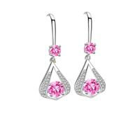 Orecchini,orecchini con pietre preziose, orecchini in argento 925 con ago, moda, fascino di lusso, orecchini pendenti in zirconi chic(Pink)