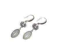 orecchini, Orecchini da donna in argento 925 con giada bianca naturale di Hetian Lotus