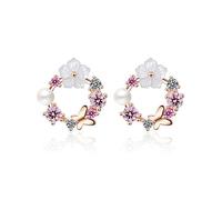 Orecchini , Orecchini di Prevenire Le Allergie Zircone Donne, con La Bella Farfalla Colorata Fiori Pearl, per Il Partito, Matrimoni, Fidanzamenti