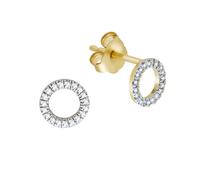 Orecchini orecchini donna oro giallo 375 due colori diamanti rodiati NUOVI V