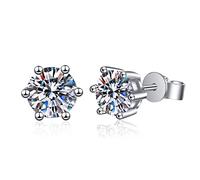Orecchini, orecchini, orecchini con pietre preziose, orecchini in argento sterling 925 con diamante da 1 carato Orecchini classici a sei punte Semplice regalo di gioielli con diamanti da donna