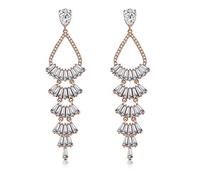 Orecchini Orecchini pendenti rettangolari da donna con zirconi, ideali for l'anniversario, come regalo for San Valentino, festa della mamma, ballo di fine anno da Indossare alle Donne