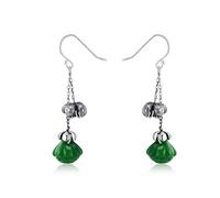 Orecchini Orecchini S925 Silver Optimization Jade Lotus Retro Personality Matching All Temperament Earrings e, LJBLEUSK, Argento