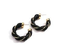 Orecchini Orecchino Donna Orecchini Intrecciati In Pelle Intrecciata Orecchini A Cerchio A Forma Di C Bianchi Neri Vintage Per Donne Ragazze Colore Nero