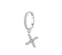 Orecchini Oro Bianco Cerchio, 14K Orecchini Donna Cerchietto con lettera X in moissanite