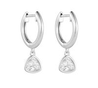 Orecchini Oro Bianco Cerchio, 14K Orecchini Donne Elegante cerchio con pendente triangolare in moissanite