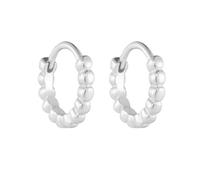 Orecchini Oro Bianco Cerchio, 9K Orecchini Donne Cerchietto vintage con motivo a perline