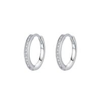 Orecchini Oro Bianco Cerchio, Donna Orecchini Orecchini a cerchio Eternity Huggie da 13,5 mm con moissanite in 18 carati