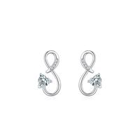 Orecchini Oro Bianco Donna, 14K Orecchini A Lobo Infinito con moissanite a forma di cuore