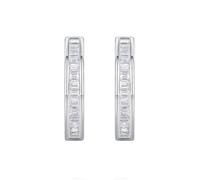 Orecchini Oro Bianco Donna, 9K Orecchini Donna Orecchini Huggie con moissanite incastonata da 1,5x2 mm