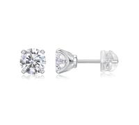 Orecchini Oro Bianco Donna, 9K Orecchini Donne con moissanite da 1 ct e 6,5 mm