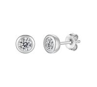 Orecchini Oro Bianco Ragazza, 9K Orecchini Donne Semplice con moissanite rotonda da 1 carato