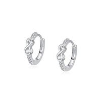 Orecchini Oro Bianco Ragazza, Donna Orecchini a cerchio Palloncino Infinity Huggie con Moissanite in 9 carati
