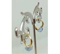 ORECCHINI ORO GIALLO 18KT 750 DONNA QUARZO CALCEDONIA CELESTE PENDENTI EARRINGS