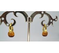 ORECCHINI ORO MASSICCIO GIALLO 18 KT 750 DONNA QUARZO NUDO PENDENTI CERCHIETTO