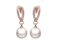Orecchini Oro Rosa, Donna Oro Rosa 14 Carati Orecchini Pendenti Cuore di diamante creato in laboratorio con perla pendente