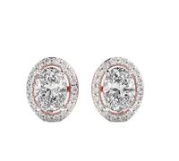 Orecchini ovali classici in argento sterling 925 | Placcatura in oro rosa | N. pietra: 38 | Dimensioni gemma: 0,01-1,49 mm | Peso: 2,45 crt | Forma: rotonda e ovale | 5,12 grammi |LKE_R_00132