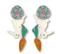 Orecchini pasquali carini orecchini colorati a forma di coniglio a forma di coniglio, orecchini pendenti a forma di carota, gioielli in acrilico pasquale, accessori per Pasqua per regali, Zinco