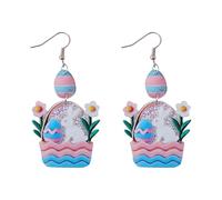 Orecchini pasquali cartoni animati carino uovo coniglio acrilico orecchini moda pulcino per le donne fiocco per le donne Natale, 5.5cm, Acrilico