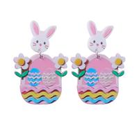 Orecchini pasquali cartoni animati carino uovo coniglio acrilico orecchini moda pulcino per le donne fiocco per le donne Natale, 5.5cm, Acrilico