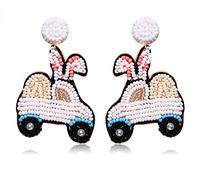 Orecchini pasquali con perline da donna a forma di coniglietto pasquale, orecchini a goccia carini a forma di coniglio, orecchini a goccia per primavera e vacanze, in resina, senza pietre preziose