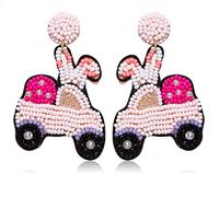 Orecchini pasquali con perline da donna a forma di coniglietto pasquale, orecchini a goccia carini a forma di coniglio, orecchini a goccia per primavera e vacanze, in resina, senza pietre preziose