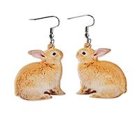 Orecchini pasquali coniglietto cesto di fiori carino stampa uovo pollo primavera fiore orecchini divertenti orecchini pendenti per le donne, Misura unica, Acrilico, Nessuna pietra preziosa