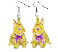 Orecchini pasquali coniglietto cesto di fiori carino stampa uovo pollo primavera fiore orecchini divertenti orecchini pendenti per le donne, Misura unica, Acrilico, Nessuna pietra preziosa