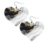 Orecchini Pelle Donna Abstract Marble Black White Simple Confortevoli Orecchini Leggero Waterdrop Di Orecchino Di Cuoio Per Decorazioni Bambina Festa