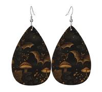Orecchini Pendent Golden Bats And Enchanted Mushroom Forests Orecchini Da Donna Leggera Goccia Orecchino In Pelle Per Donne Cosplay Ragazze