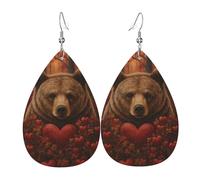Orecchini Pendent Lovely Bear And Heart Forests Orecchini Da Donna Divertenti Penzolare Orecchino In Pelle Per Appuntamenti Ragazze Donne