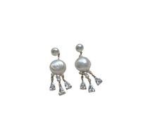 Orecchini pendente in zircone con perla d'acqua dolce e a goccia, orecchini pendente in lega placcati oro a forma di medusa, gioielli da sposa per regali di San Valentino per feste di compleanno