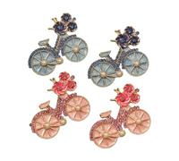 Orecchini pendente per bicicletta a 2 paia di fiori da donna, orecchini da bici blu e rosa, gioielli unici casual e regalo