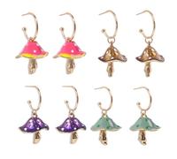 Orecchini pendenti a 4 paia colorati a fungo da donna, orecchini carini e strani, abbigliamento quotidiano creativo e gioielli regalo