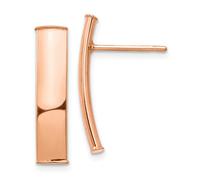 Orecchini Pendenti A Barra Curva Piccoli In Oro Rosa 14K Lucido 22Mm