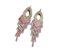 Orecchini pendenti a cascata con dettagli in cristallo, lunghi gioielli a goccia con forma cava superiore per feste e outfit look orecchini pendenti con cristallo a goccia lunga dichiarazione