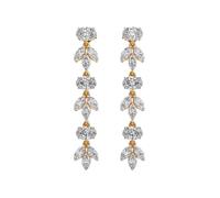 Orecchini pendenti a cascata in argento sterling 925 | Placcatura in oro n. Pietra: 24 | Dimensioni gemma: 0,08-0,39 mm | Peso: 4,02 crt | Forma: ovale e marquise | 4,804 grammi | •G_00070