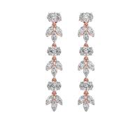 Orecchini pendenti a cascata in argento sterling 925 | Placcatura in oro rosa | N. pietra: 24 | Dimensioni gemma: 0,08-0,39 mm | Peso: 4,02 crt | Forma: ovale e marquise | 4,804 grammi | R_00070