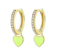 Orecchini Pendenti A Cerchio Con Cuore Smaltato In Argento Sterling 925 Per Donna, Per Feste Di Nozze, Raffinati Gioielli Con Zirconi Cubici Abbaglianti.
