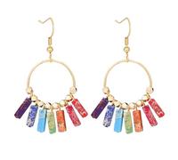 Orecchini Pendenti A Cerchio con Perline Di Pietre Preziose Multicolori E Ganci Placcati In Oro, Orecchini Etnici Retrò Bohémien In Pietra Dell'Imperatore, Gioielli Fatti A Mano, Regalo per Donne