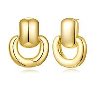 Orecchini pendenti a cerchio in argento dorato per donne orecchini retrò più stili gioielli per feste di compleanno gioielli, 1.37 inches (diameter of hoop), Ottone, Non pietra preziosa